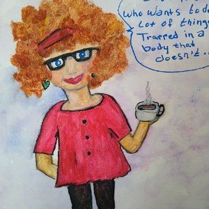 Painting "Attitude", watercolor on canvas